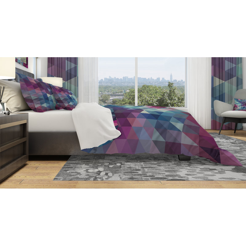 Modern & Contemporary Geometric Shapes Duvet Cover, King Duvet Cover + 2 Shams