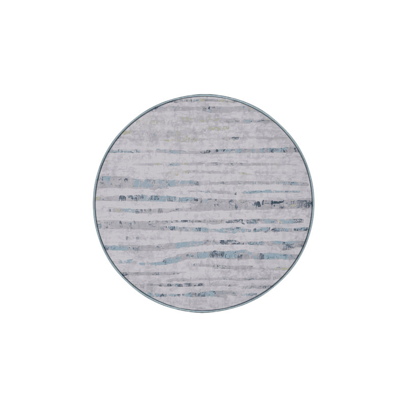 Machine Washable Blue Area Rug, Round 3'