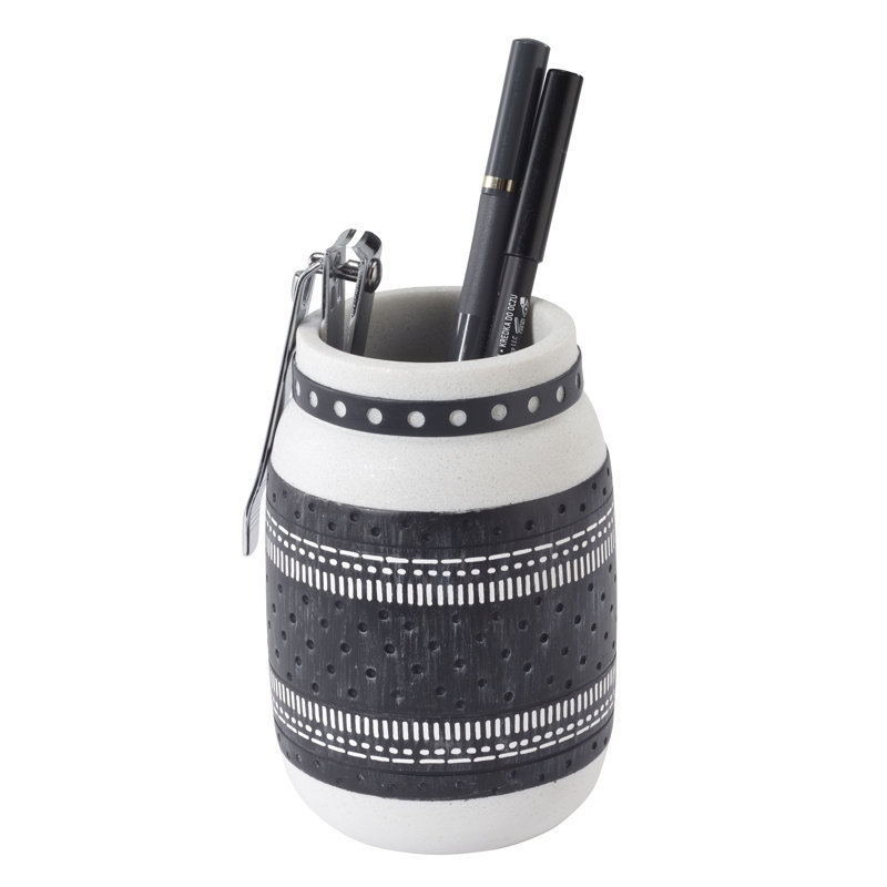 Black and Off-White Resin Bathroom Tumbler