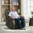 Faux Leather Wide Swivel Recliner Chair with Massage and Heat. 