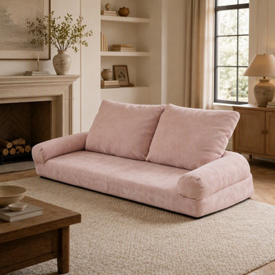Convertible Fold-Out Single Sofa Bed with 18 Adjustable Positions, Pink, Left Section for Versatile Use and Comfort