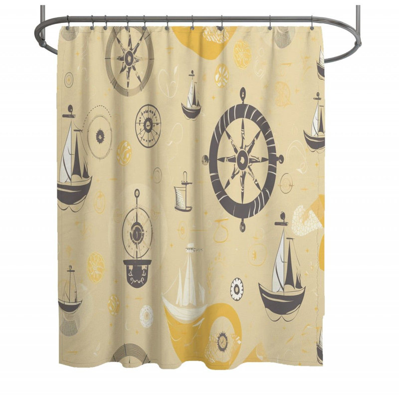 Rideau de douche nautique - décor de salle de bain bord de mer, H 73 po x l 70 po