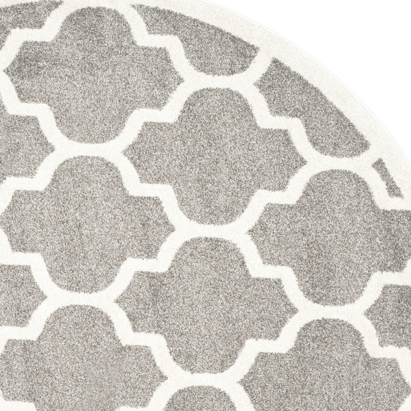Tapis géométrique gris foncé / beige Ammundsen, Rond 5 pi