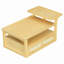 Table basse moderne, table basse avec 1 tablette de rangement, 2 plateaux de table et 1 tiroir en rotin pour le salon-853899920