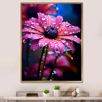 «Dew Drops on Pink Marguerite Flower», reproduction sur toile