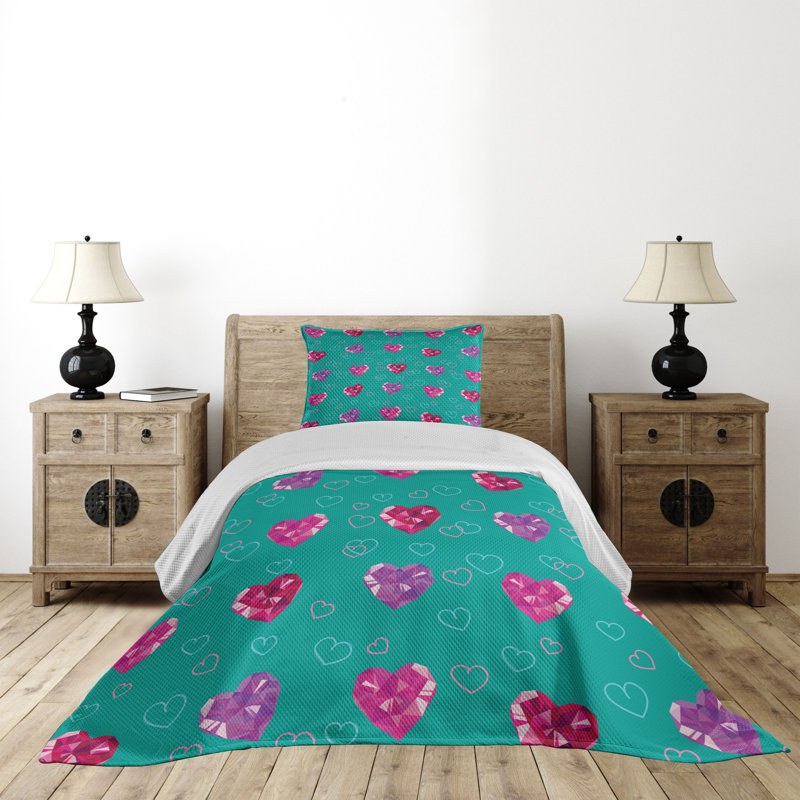 Modern & Contemporary Polyester Coverlet, Twin Bedspread + 1 Sham