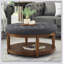 Grande table basse ronde avec repose-pieds rembourré en lin capitonné, parfaite pour une utilisation intérieure et extérieure avec tablette en bois massif-1367387210