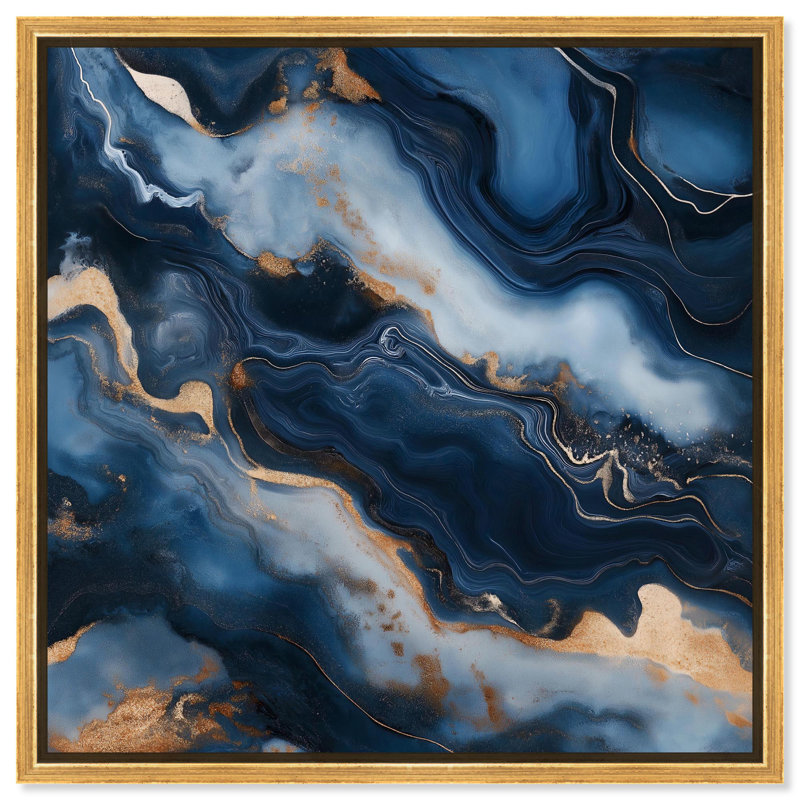 «Deep Sea Geode IV», art mural sur toile , Cadre flottant doré, H 25 po x l 25 po