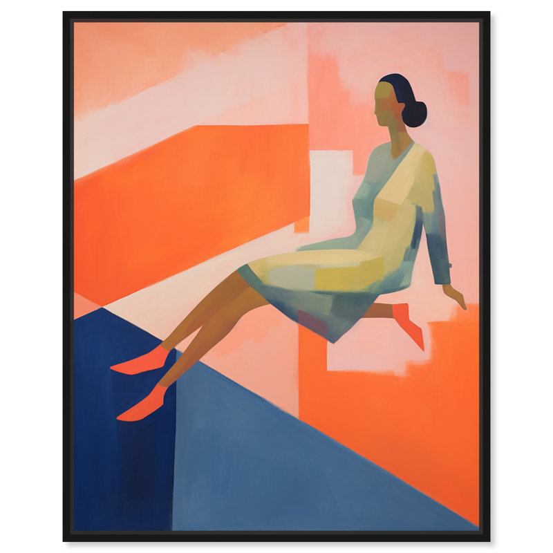«Woman In Flight», impressions sur toile sur le thème de l'été par Art Remedy, Cadre noir, H 25 po x l 21 po
