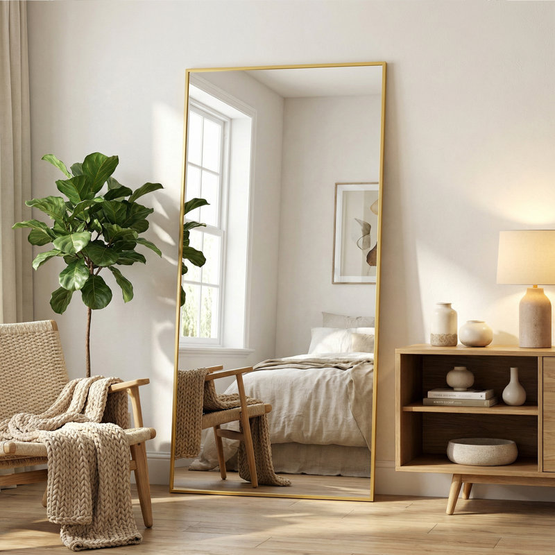 Rectangular Home Full-Length Mirror, Gold, 78" x 38"
