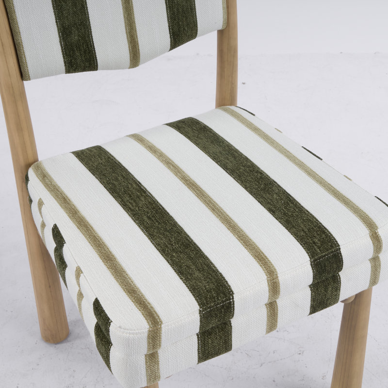 Chaise Kenyatta Bol Sant, 2, Mélange de polyester à rayures vertes / blanches, Bois jaune clair