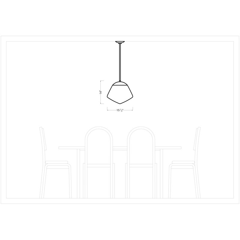 Luminaire suspendu Milne, Or brossé, H 14 po x l 15,5 po x P 15,5 po
