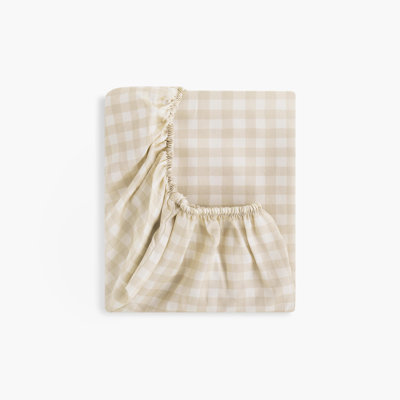 Picnic Gingham Crib Sheet, Beige