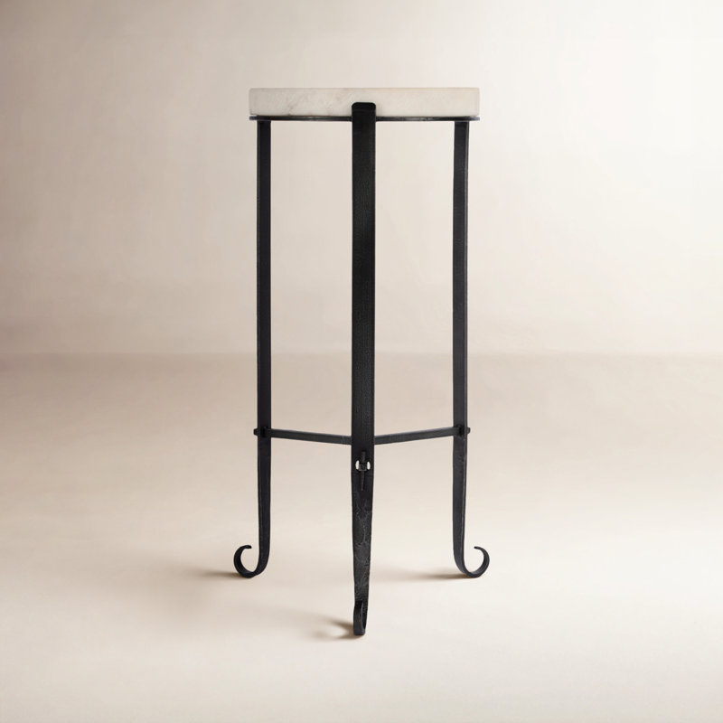 Freya Marble and Iron Round 11.5"W Side Table