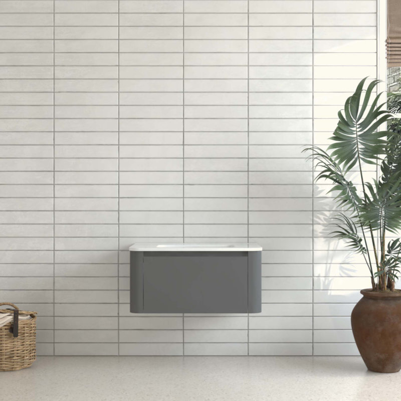 Meuble-lavabo mural avec lavabo flottant et tiroir en céramique, 30"