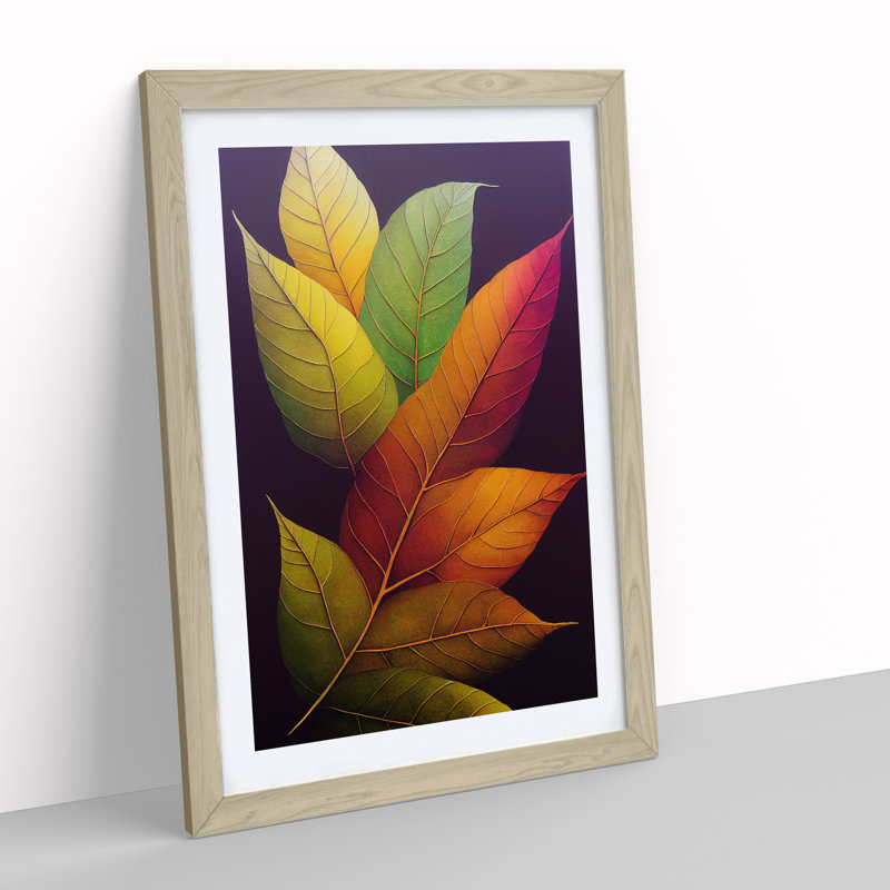 Leaves In Colour No.5 - Wall Art, 66cm H x 48cm W, Oak Framed, White