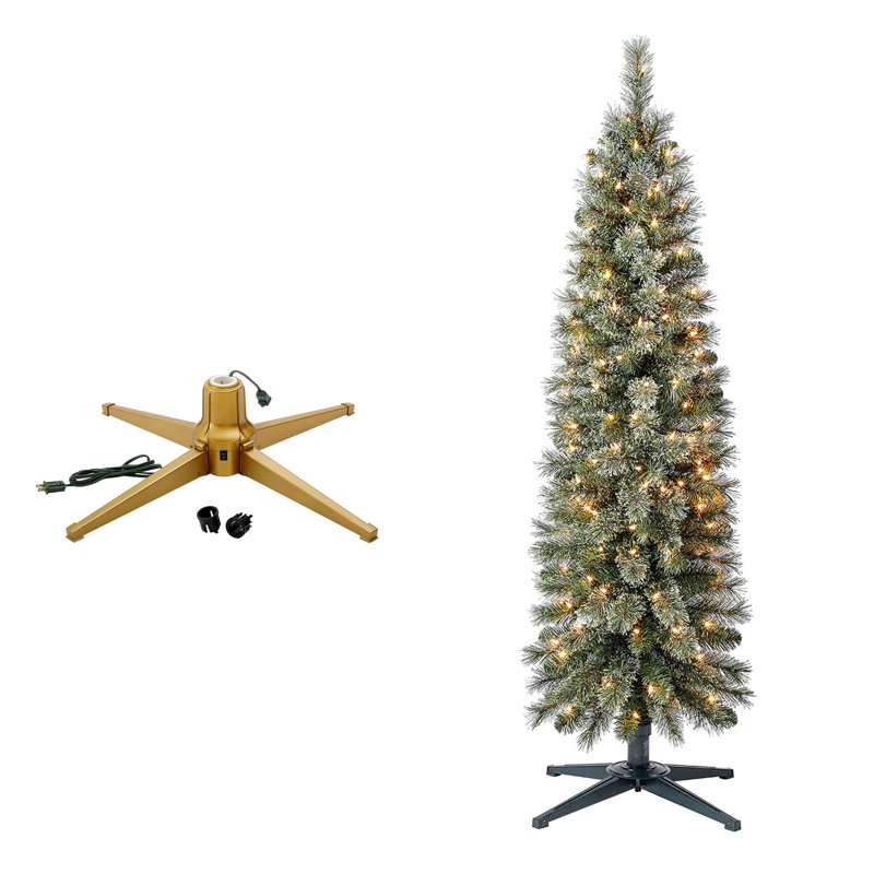 The Holiday Aisle® Rotating Tree Stand Base w/Stanley 5' Skinny Pencil Christmas Tree