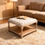 Grandes tables basses carrées avec repose-pieds pour salon, repose-pieds capitonné en lin avec tablette de rangement et pieds solides pour bureau