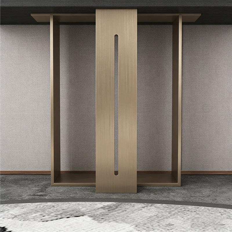Console en bois de style moderne, H 33,4 po x l 59 po x P 13,7 po, Noir, Laiton