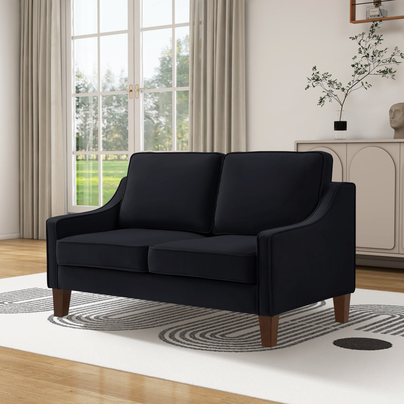 Causeuse rembourrée Rex, 100 % polyester noir