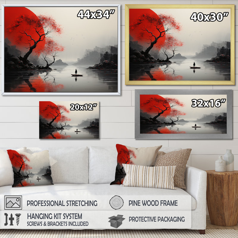 Art japonais sur toile japonais, "Silence Valley", H 24 po x l 32 po x P 1 po, Toile tendue