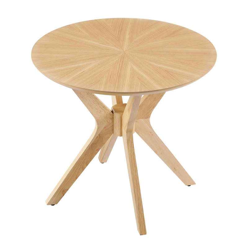 Oak Round Mid-Century Modern Wood Side Table