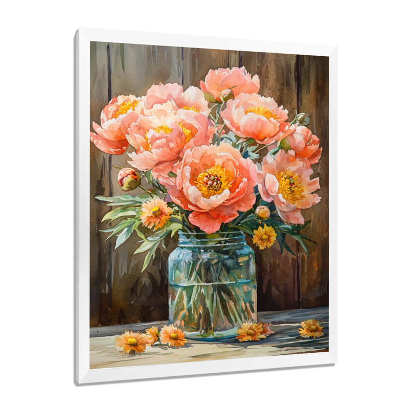 Wycoco - art mural floral, H 32 po x l 16 po, Reproduction encadrée d'une seule photo, Blanc