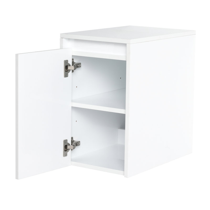Armoire d'appoint de salle de bain 12 "blanc brillant avec portes à fermeture douce et monture flottante | Idée cadeau
