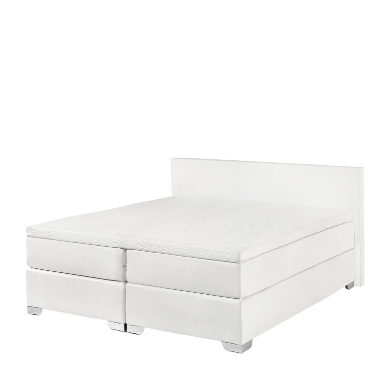 Guss Upholstered Faux Leather Bed Frame with Mattress