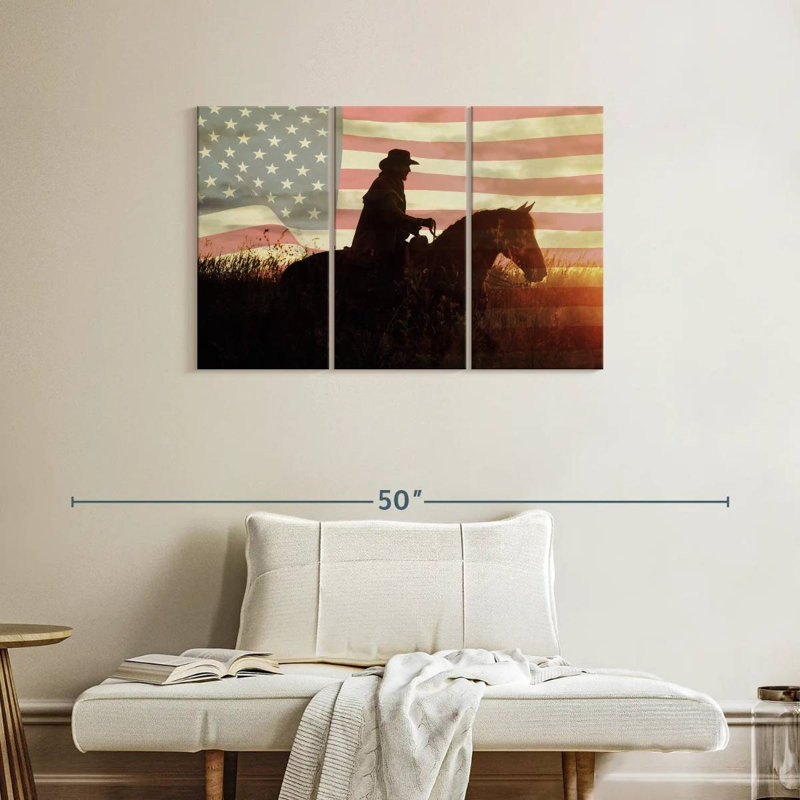Lelar Cowboy US Flag, 24" H x 38" W