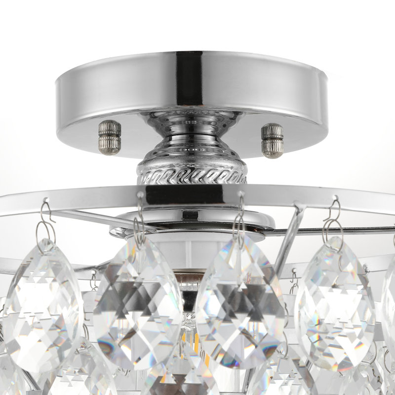 Aerolynn Crystal Flush Mount, Nickel