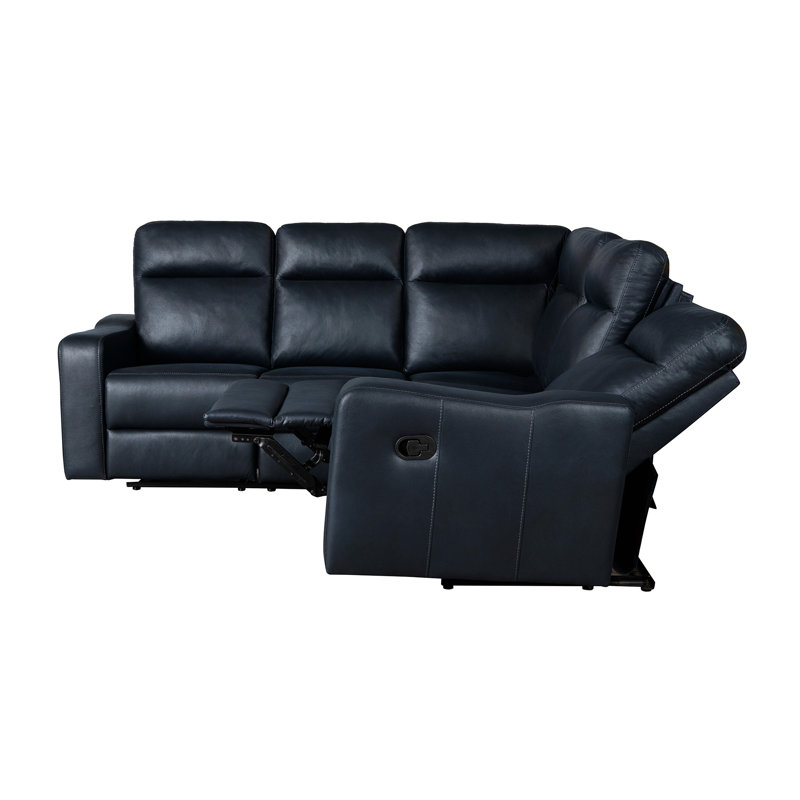 Fauteuil inclinable avec 2 porte-gobelets, Tissu noir et bleu Palomino