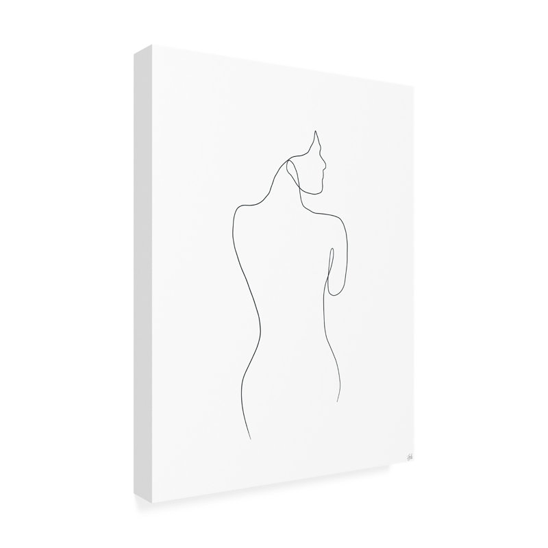 Figurative Line Female Back 1 On Canvas Drawing Print, H 19 po x l 14 po x P 2 po