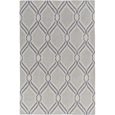 Tapis taupe en coton tissé à plat à la main Jarica Ikat