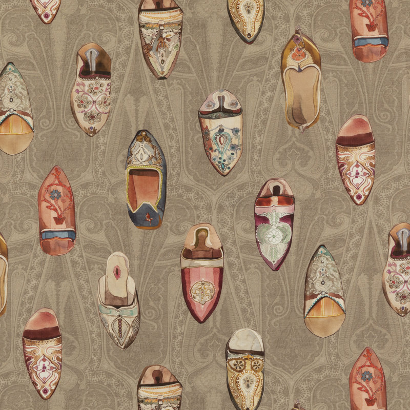 Long Weekend Babouches 100% Linen Fabric, Antique