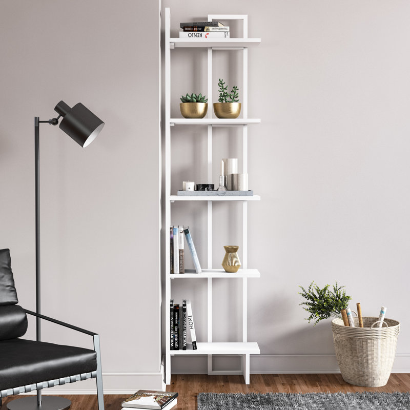 Bibliothèque d'angle en fer Phaneuf H 71 po x l 18 po, Blanc