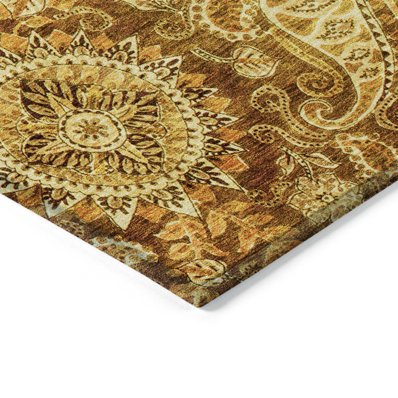 Terracotta Round Synthetic Easy Care Washable Rug