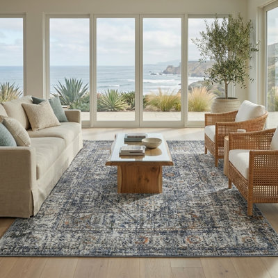 Rosslyn Transitional Medallion Premium Polyester Performance Area Rug