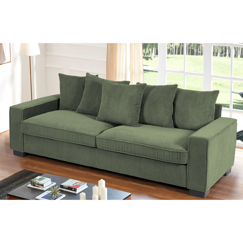 Widney 88'' Corduroy Sofa, Dark Green