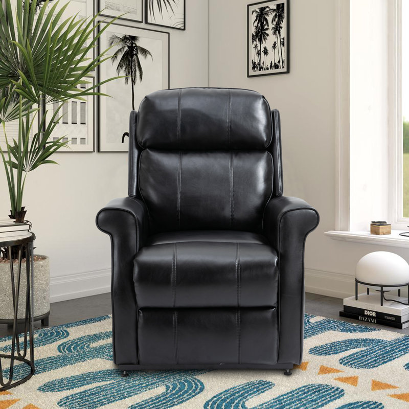 Fauteuil inclinable bleu en similicuir, Similicuir noir