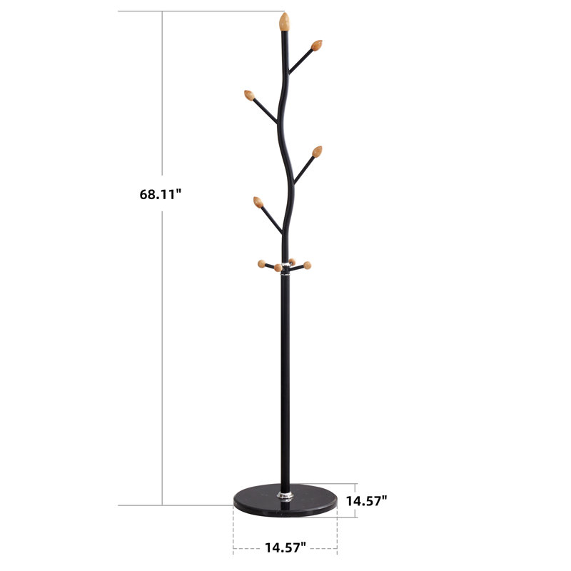 Aluminium Freestanding 8 - Hook Coat Rack, Black