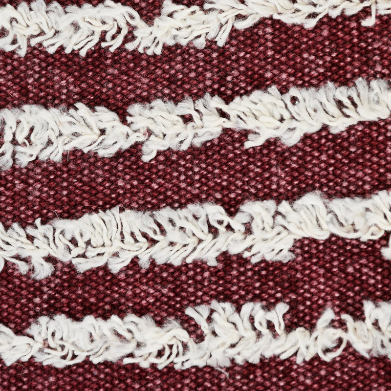 Coussin décoratif à rayures 100% coton Contemporary, Merlot / crème, Housse de coussin seulement - sans coussin