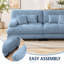 Canapé d'angle 4 places avec assise profonde et revêtement en chenille, idéal pour les salons, appartements et bureaux, bleu-138640348