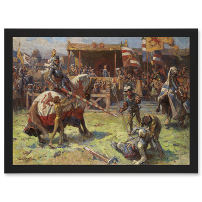 Painting Landscape Medieval Ajdukiewicz Knights Jousting - Single Picture Frame Painting