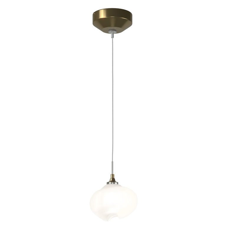 Ume 1 - Light Single Geometric Pendant, Frosted, Modern Brass