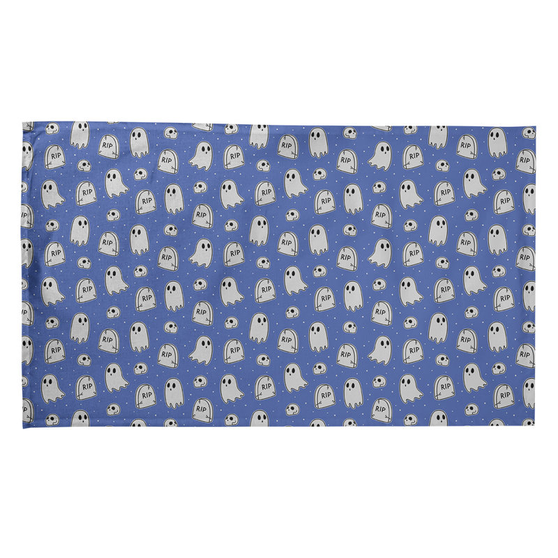 Torchon à motif de fantômes classique, Polyester sergé, bleu