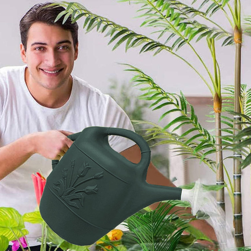 Hunter Green 2 Gallon Plastic Watering Can with Tulip Design