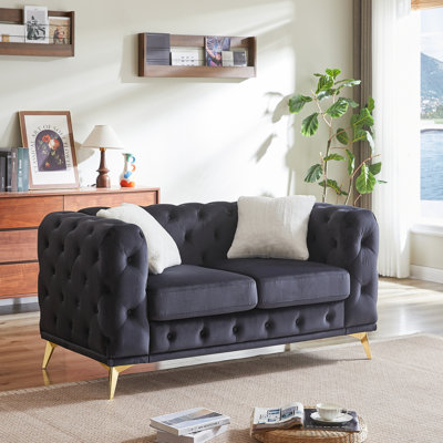 61.47-inch Style Velvet With Buttons, 2 Pillows, Metal Feet, Spring And Foam Cushions, Elegant For Bedrooms 61.47-inch, , Buttoned Design,
