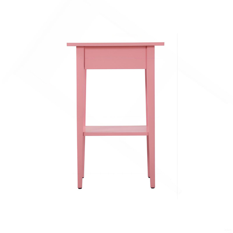 Dalton Nightstand-End Table with One Drawer Pink, Pink