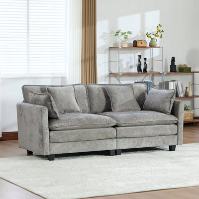 Canapé Cloud (le repose-pieds n'est pas inclus), canapé modulaire moderne, pour le salon, la chambre à coucher et les appartements, coussin de siège rembourré à double couche confortable, tissu chenille respirant, gris